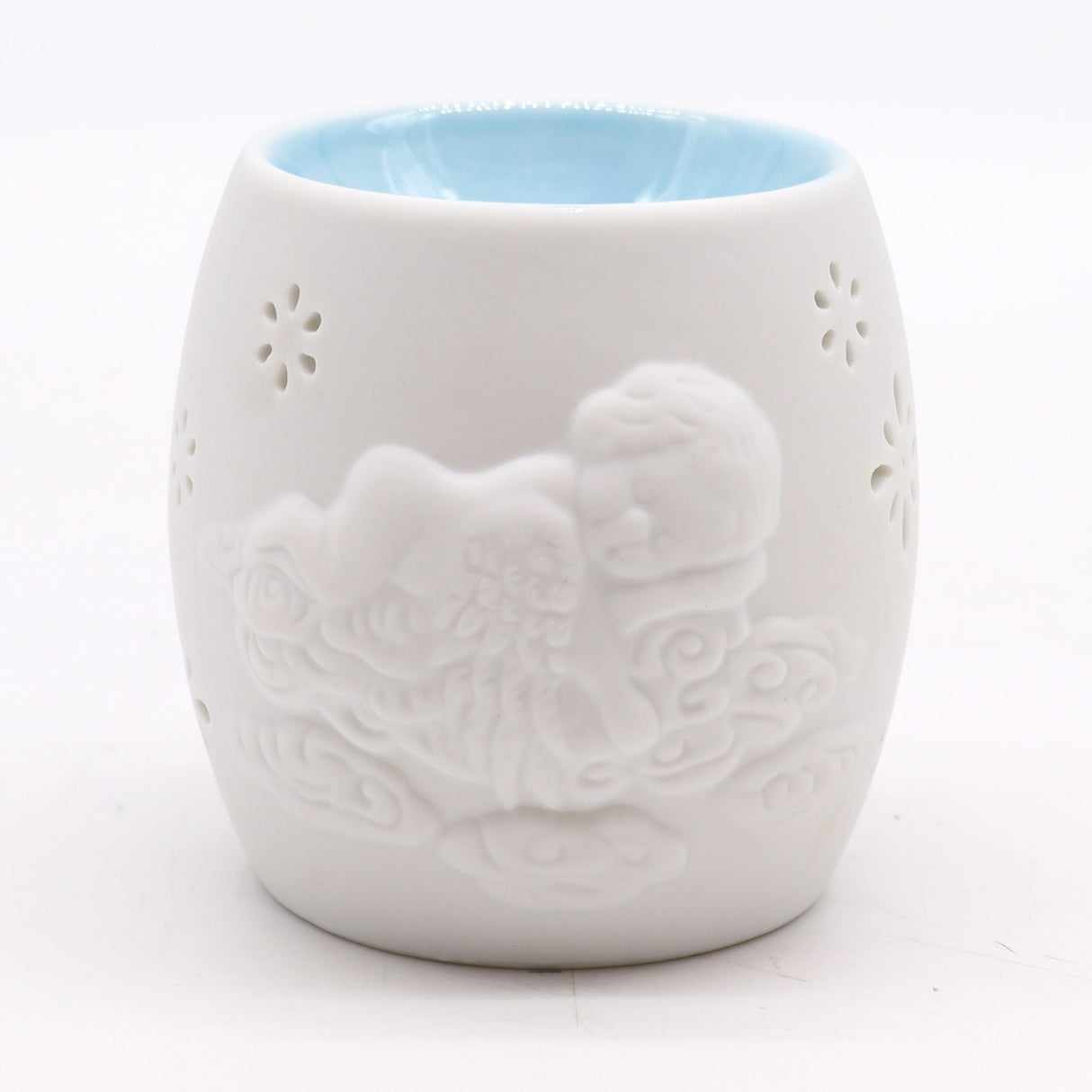 Oil and Wax Melt Burner, White Ceramic Cherub