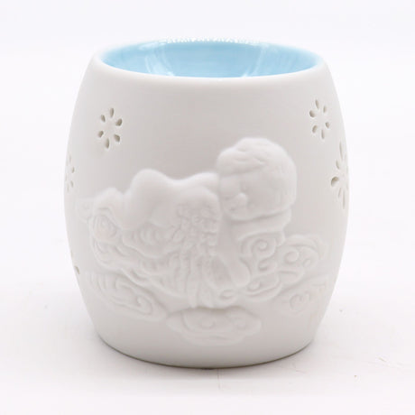 Oil and Wax Melt Burner, White Ceramic Cherub