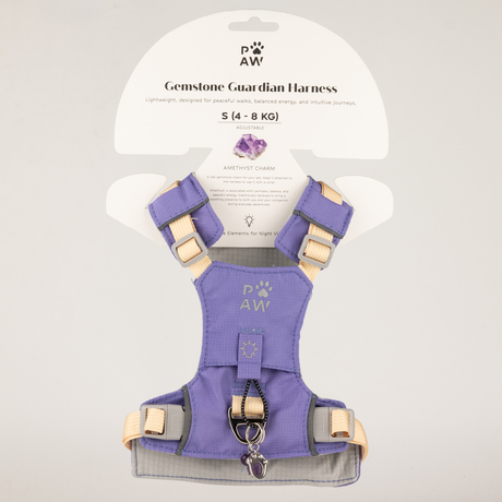 PAW - S (4-8Kg) Dog Step-in Guardian Harness with Reflective Mesh - Lavender - Amethyst Charm