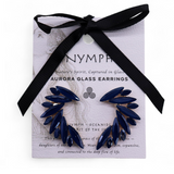 Royal Blue Angel Wing Glass Ear Climber Earrings