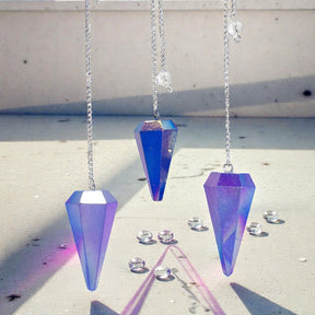 Zeszijdige Pendel – Aurora Kristal Blauw – 4cm