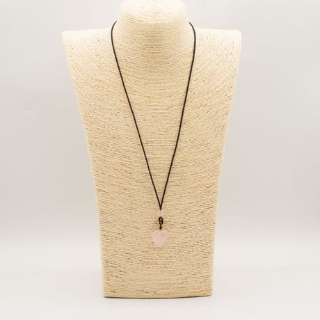 Cord Necklace Gemstone Pendant – Rose Quartz Heart