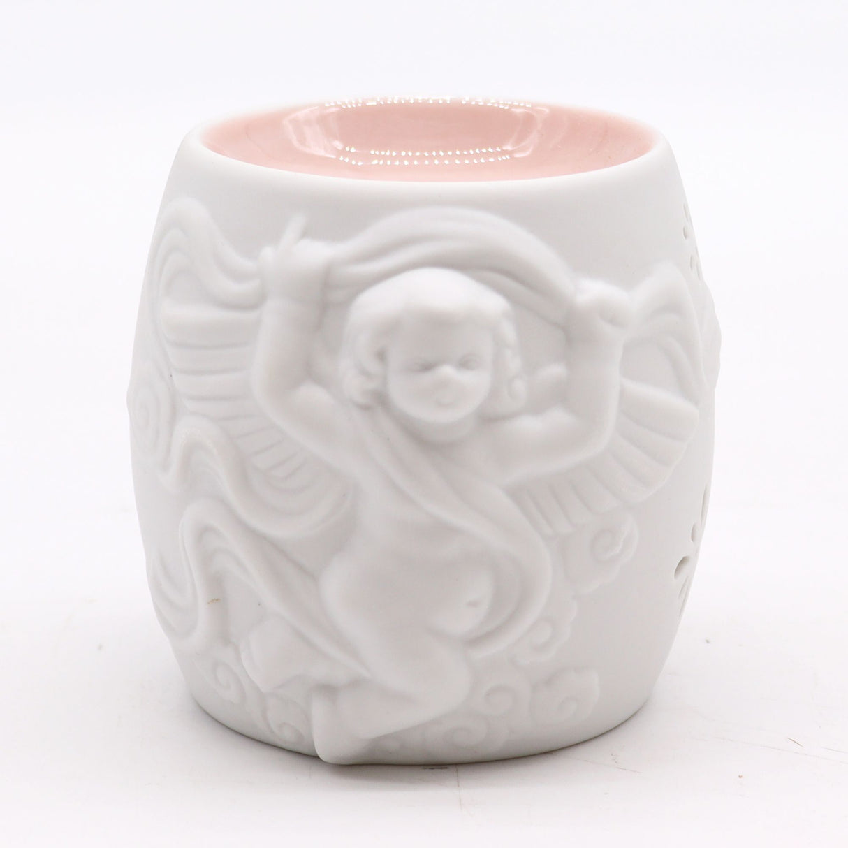 Oil and Wax Melt Burner, White Ceramic Cherub