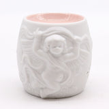 Oil and Wax Melt Burner, White Ceramic Cherub