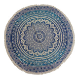 Kleiner Mandala-Rundteppich aus Baumwolle (130 cm) – Klassisches Blau