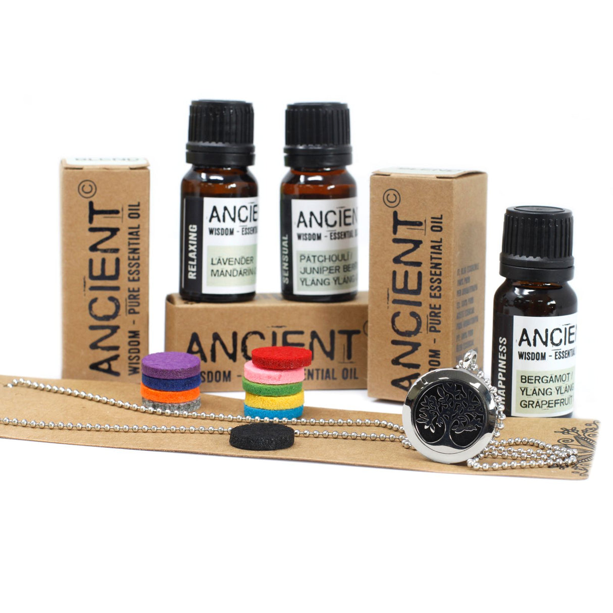 Комплект колие с дифузер за етерично масло 3 масла Дървото на живота