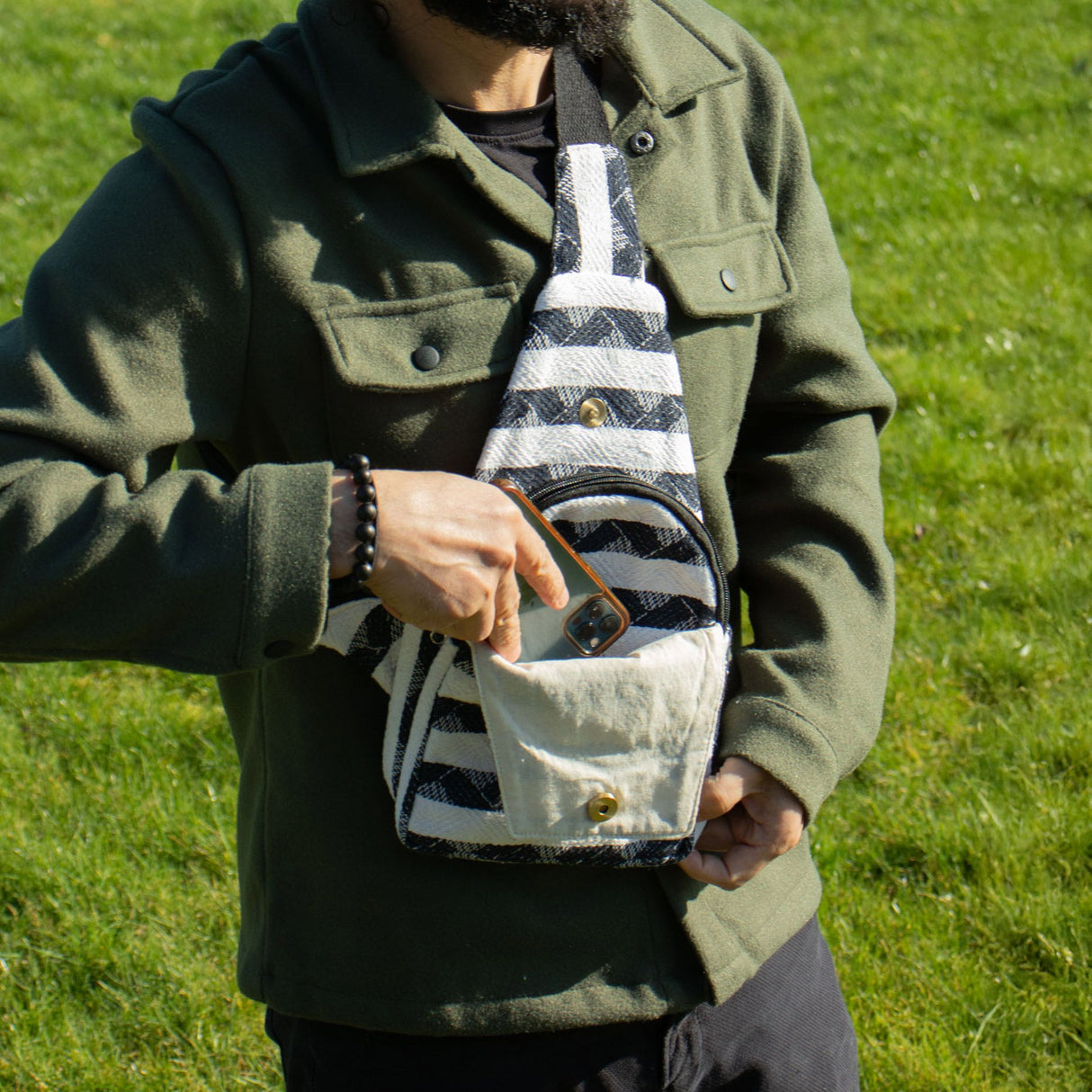 Jacquard prírodné tašky – Atlas Nomad – crossbody taška
