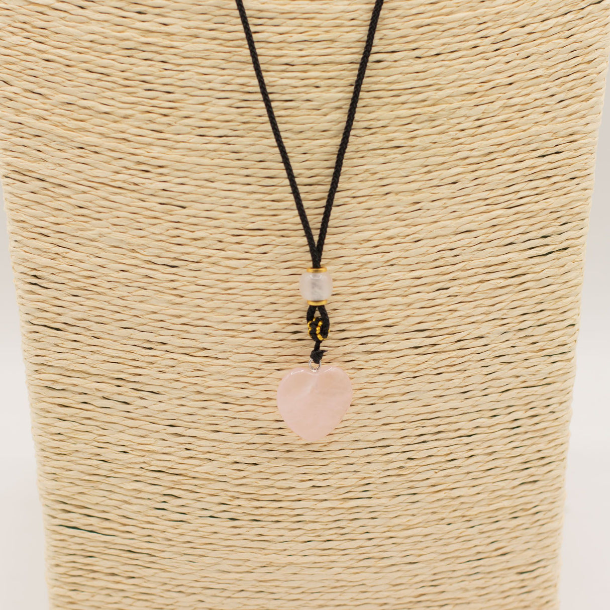Cord Necklace Gemstone Pendant – Rose Quartz Heart