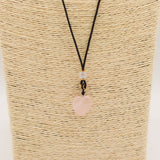 Cord Necklace Gemstone Pendant – Rose Quartz Heart
