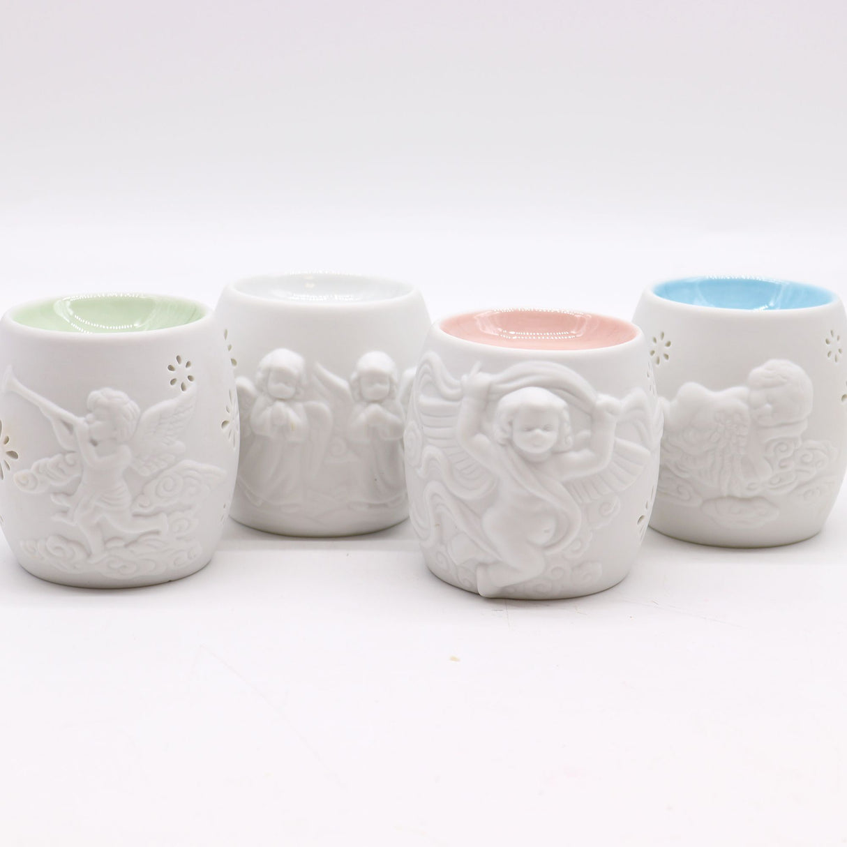 Oil and Wax Melt Burner, White Ceramic Cherub