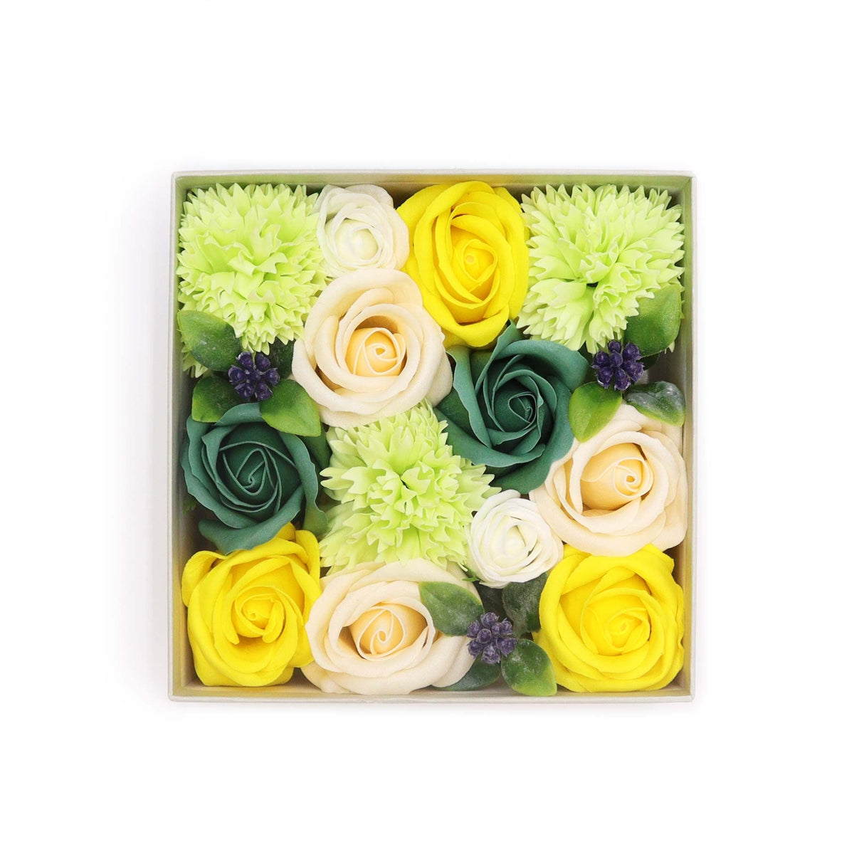 Sæbeblomster Firkantet Æske, Gul og Grøn