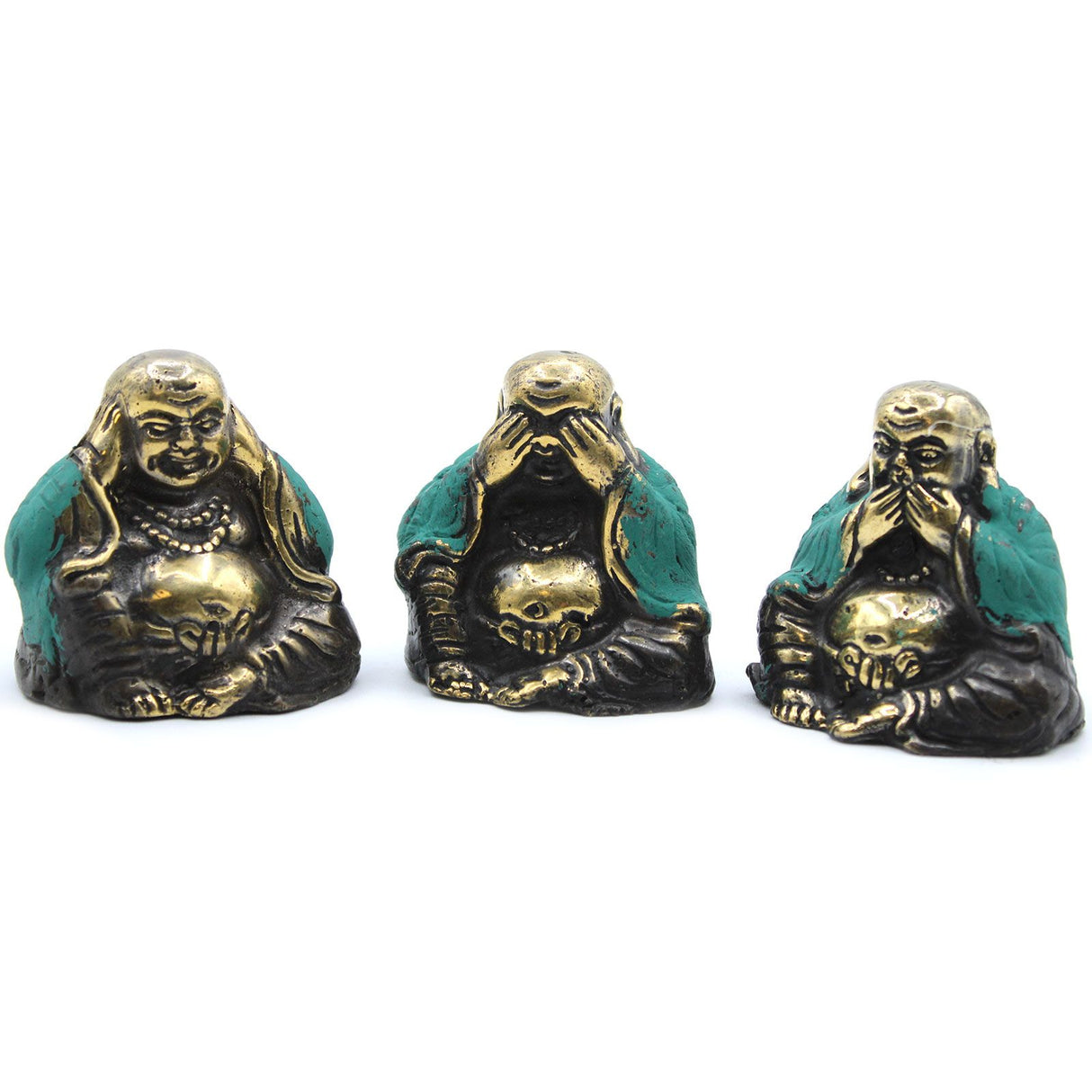 Juego de 3 estatuas de Buda de latón "No veas el mal"