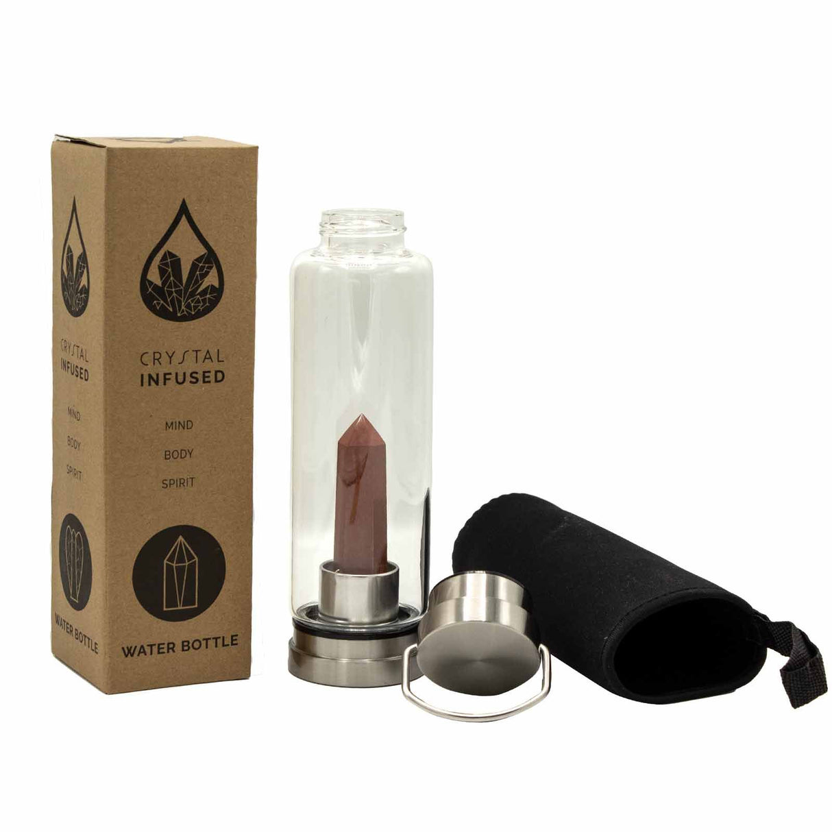 Kristallivesipullo Punainen Jaspis Obeliski