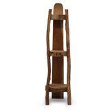 Natürliche Teak-Eckregal 90cm, 3 Regalböden