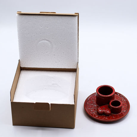 Porta Palo Santo e Incenso in Ceramica Mandala Rosso