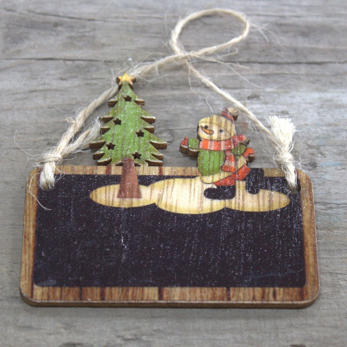 Houten kerstversieringen 2 stuks sneeuwpop en boom