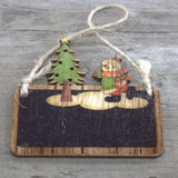 Houten kerstversieringen 2 stuks sneeuwpop en boom