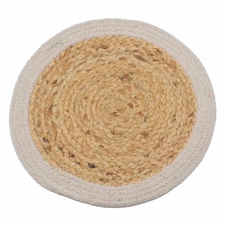 Tischset Jute Baumwolle 30cm Elfenbein Rand