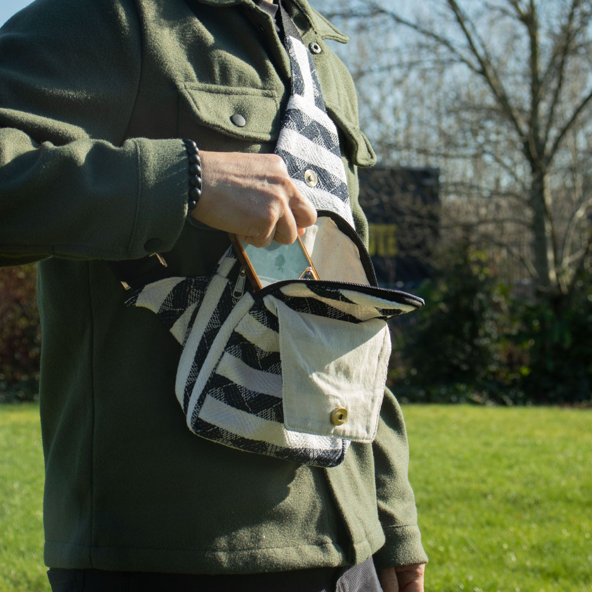 Jacquard prírodné tašky – Atlas Nomad – crossbody taška