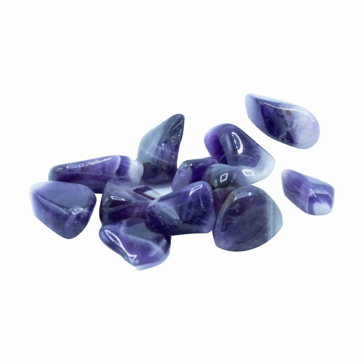 Banded Amethyst Tumbled Stones, Set of 24 Medium