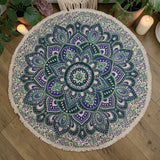 Small Mandala Roundie Cotton Art (130cm) – Teal & Blue, Wall Art