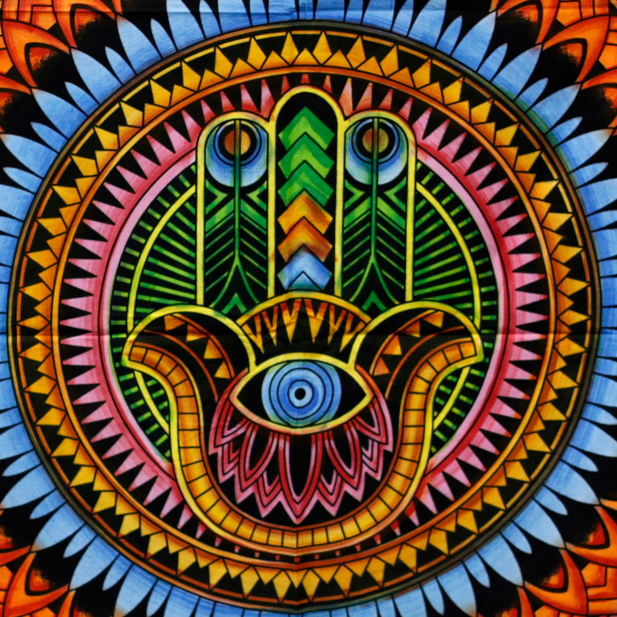 Hamsa Wall Art, Handbrushed Cotton