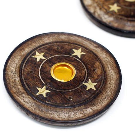 Suporte para Vela e Incenso em Cone de Madeira de Manga 10cm