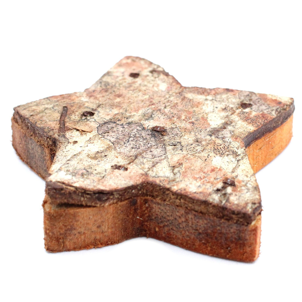 Estrella de madera decorativa, corteza rústica, 7 cm