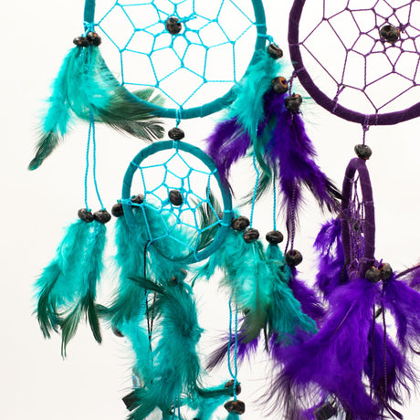 Attrape-rêves Turquoise Rose Violet Lot de 6 Bali