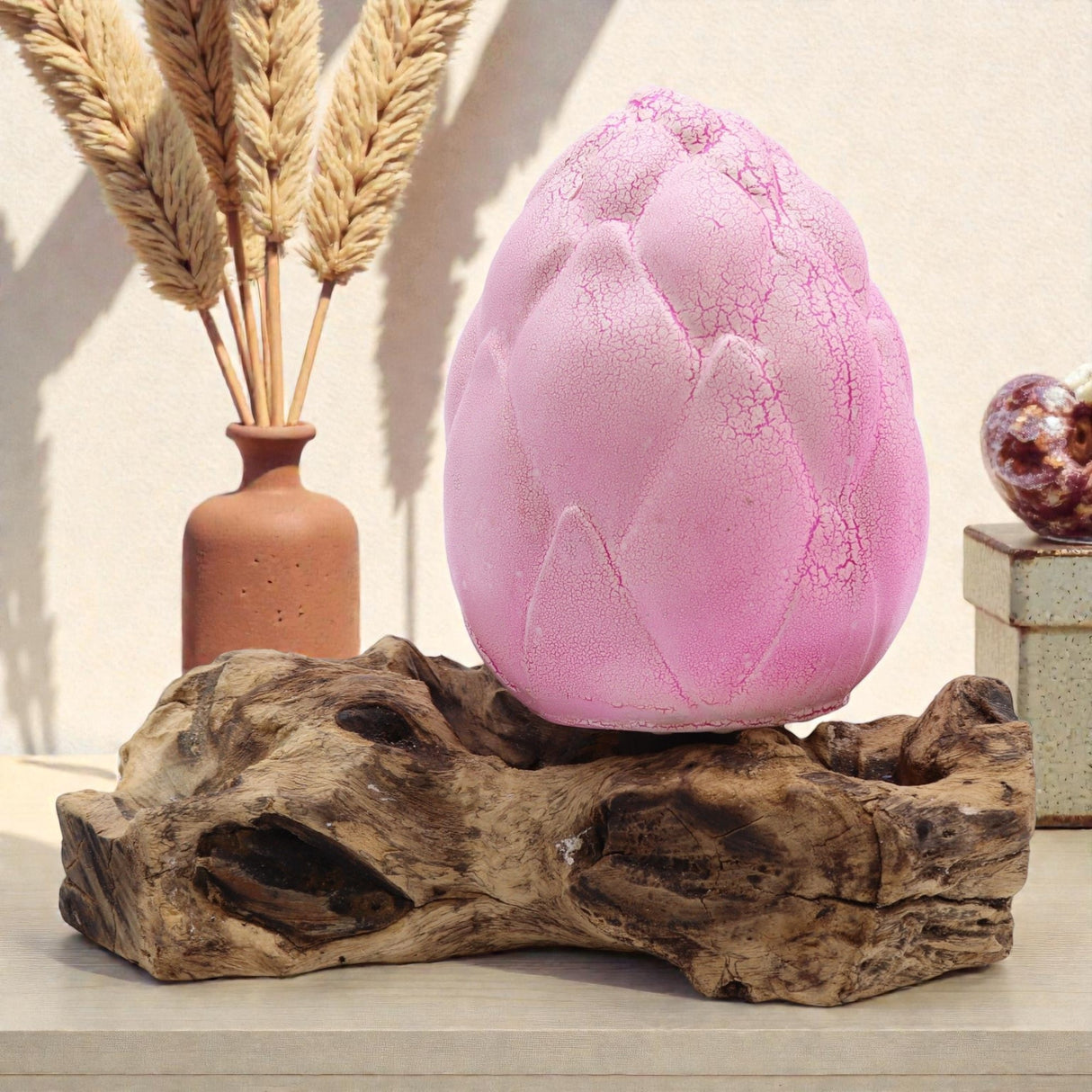 DriftGlow Lamp Crackle Lotus Flower Shade – Purple, Table Lamps