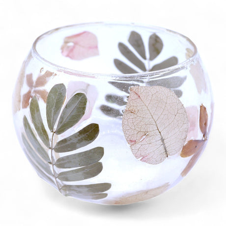 Pressed Flower Recycled Glass Tealight Votive Holder Primavera