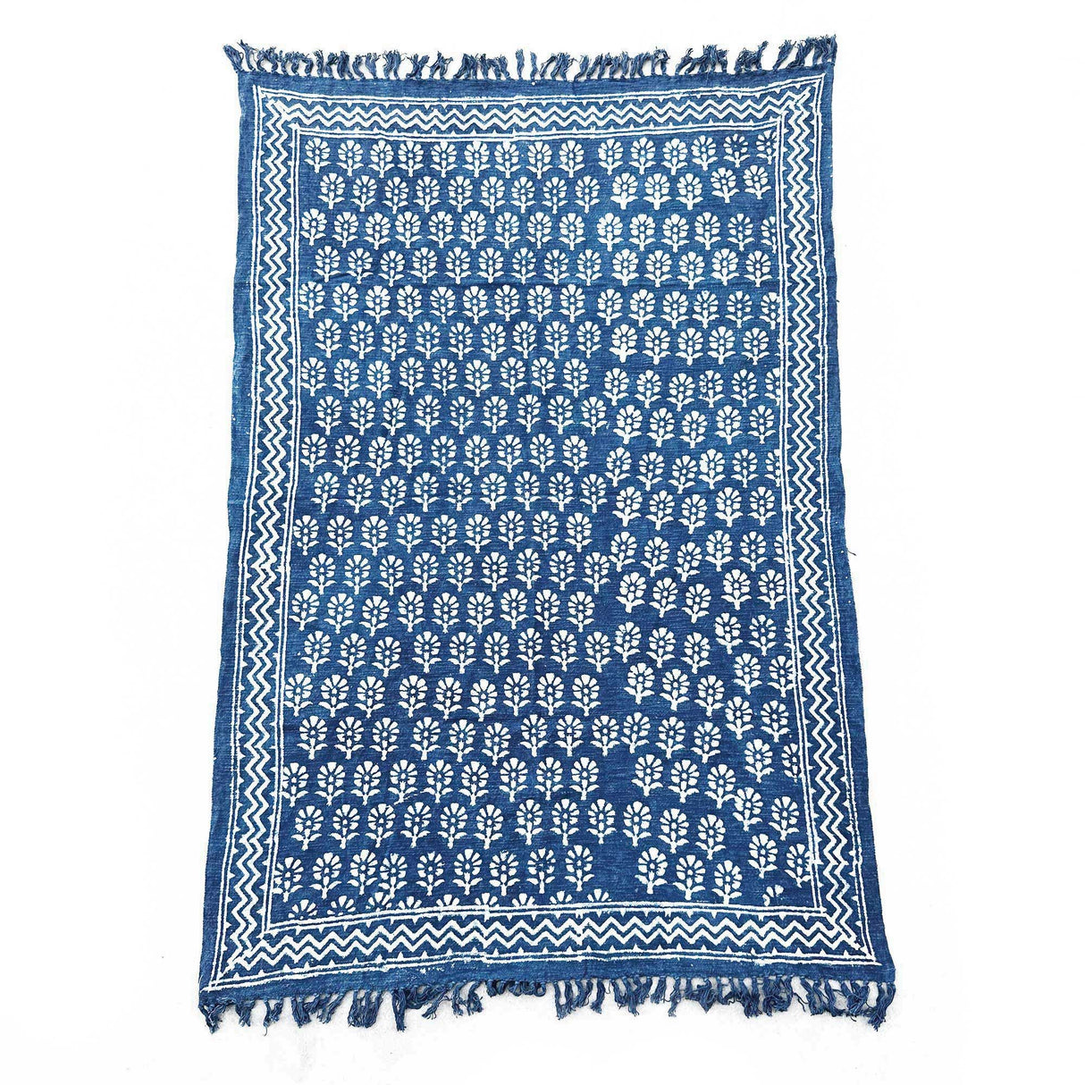 Çivit El Yapımı Atkı Chhota Çiçek 170x120cm
