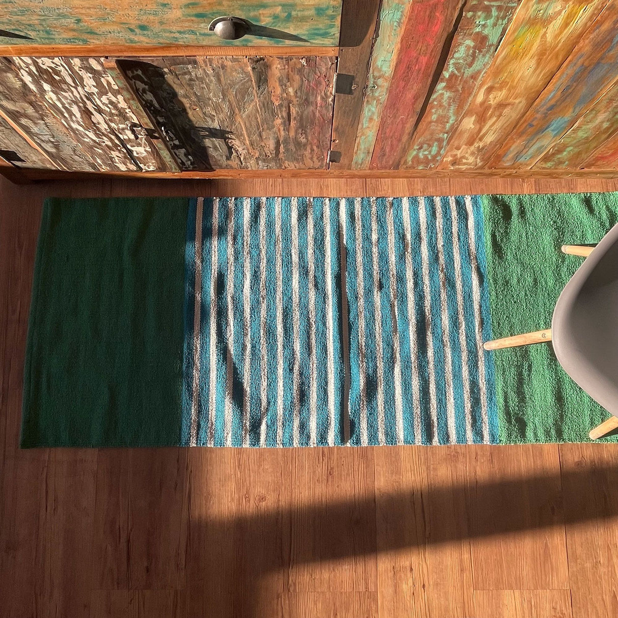 Covor runner, bumbac albastru-verde 70x170 cm