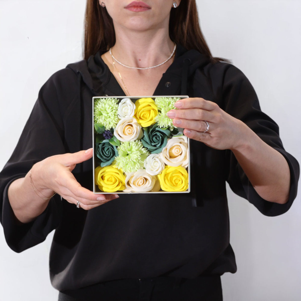 Sæbeblomster Firkantet Æske, Gul og Grøn