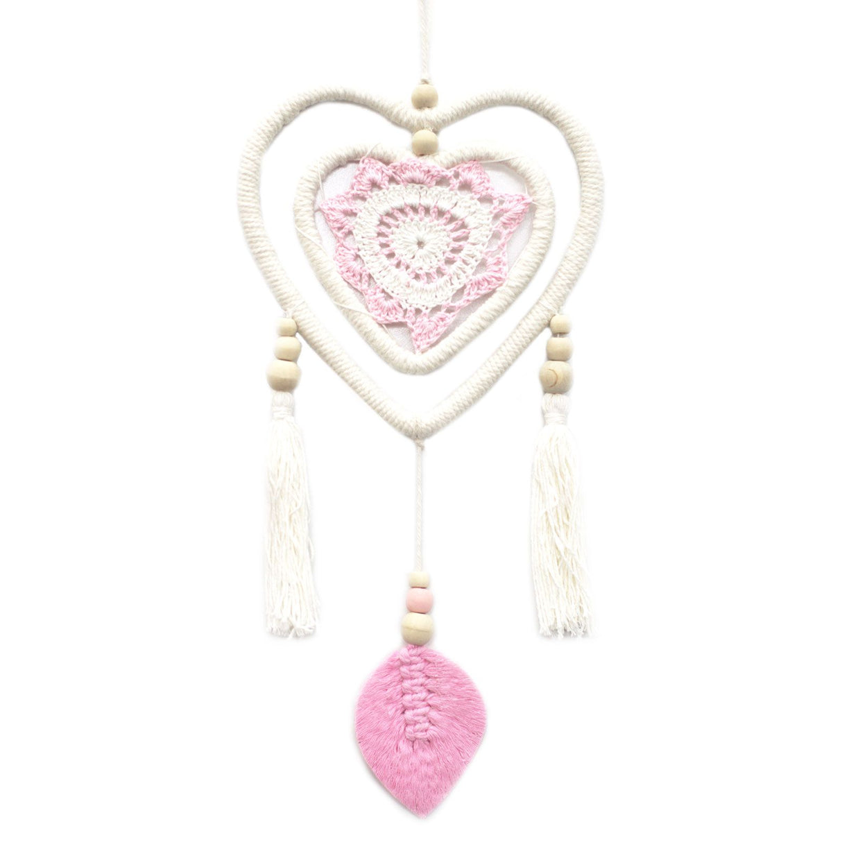 Dream Catcher Pink Double Heart Feather Free