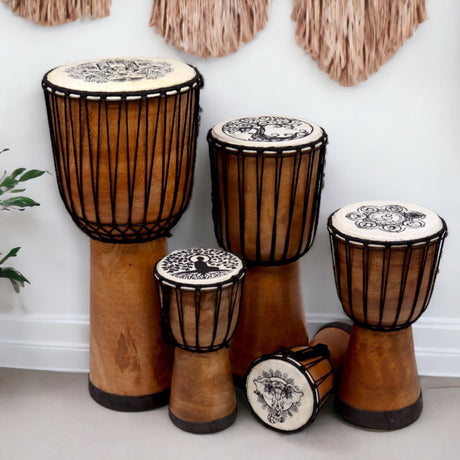Djembe Drum Wide Top Tree of Life 18cm