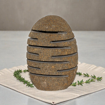 Natural Riverstone Candle Holder – Standing Stone Cut (10x13x22cm)