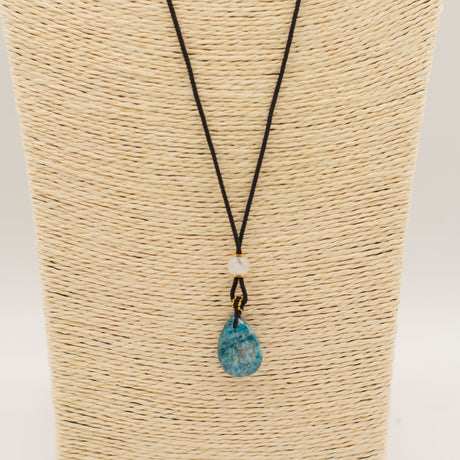 Cord Necklace Gemstone Pendant – Howlite Teardrop