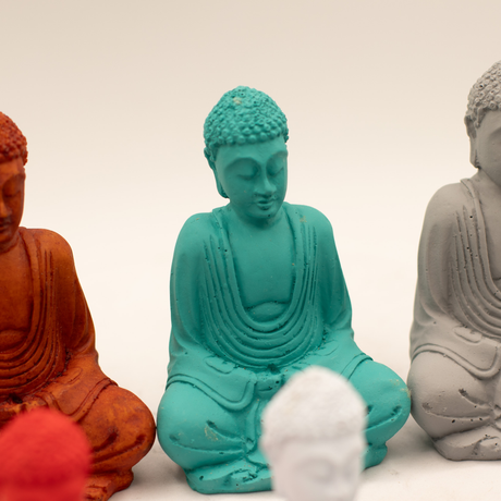 Mini Buddha Statues Assorted Colours Set of 6