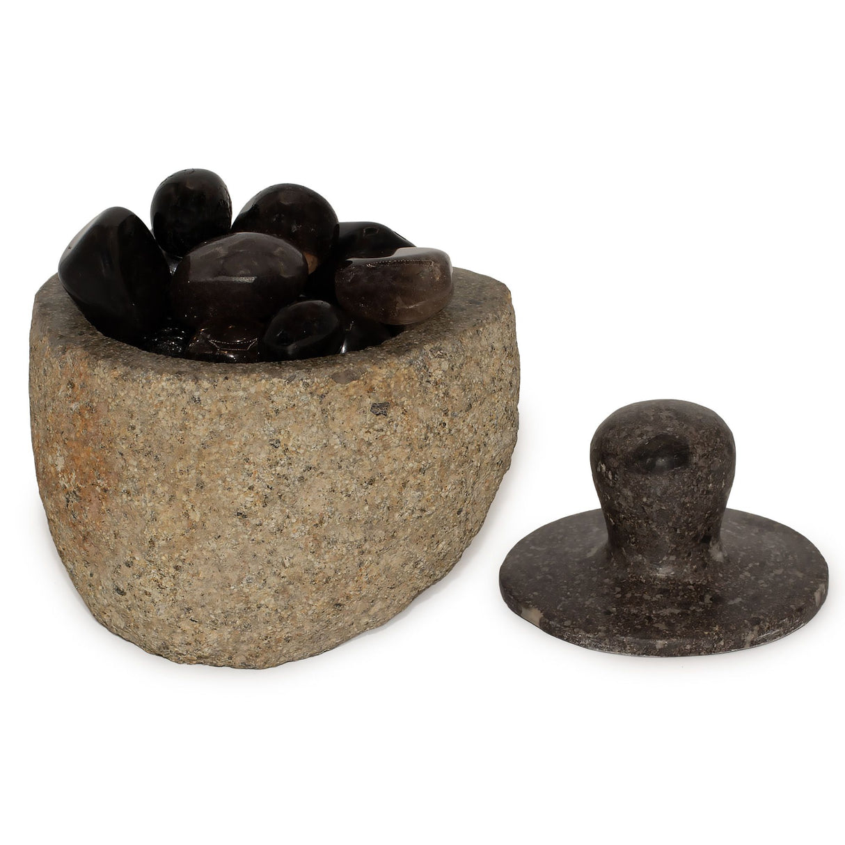 Pot de mise à la terre en pierre de rivière naturelle - Moyen (env. 12x8cm)