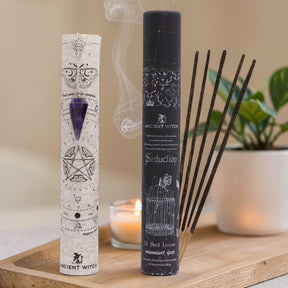 Ancient Witch Spell Incense – Seduction – Amethyst Pendulum, Incense Sticks