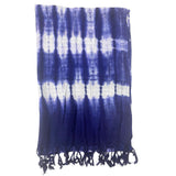 Indigo Shibori-Inspired Lightweight Scarf Wrap Shawl with Tassels