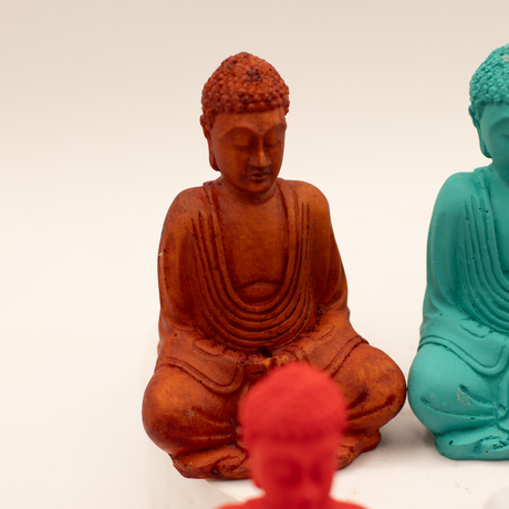 Mini Buddha Statues Assorted Colours Set of 6