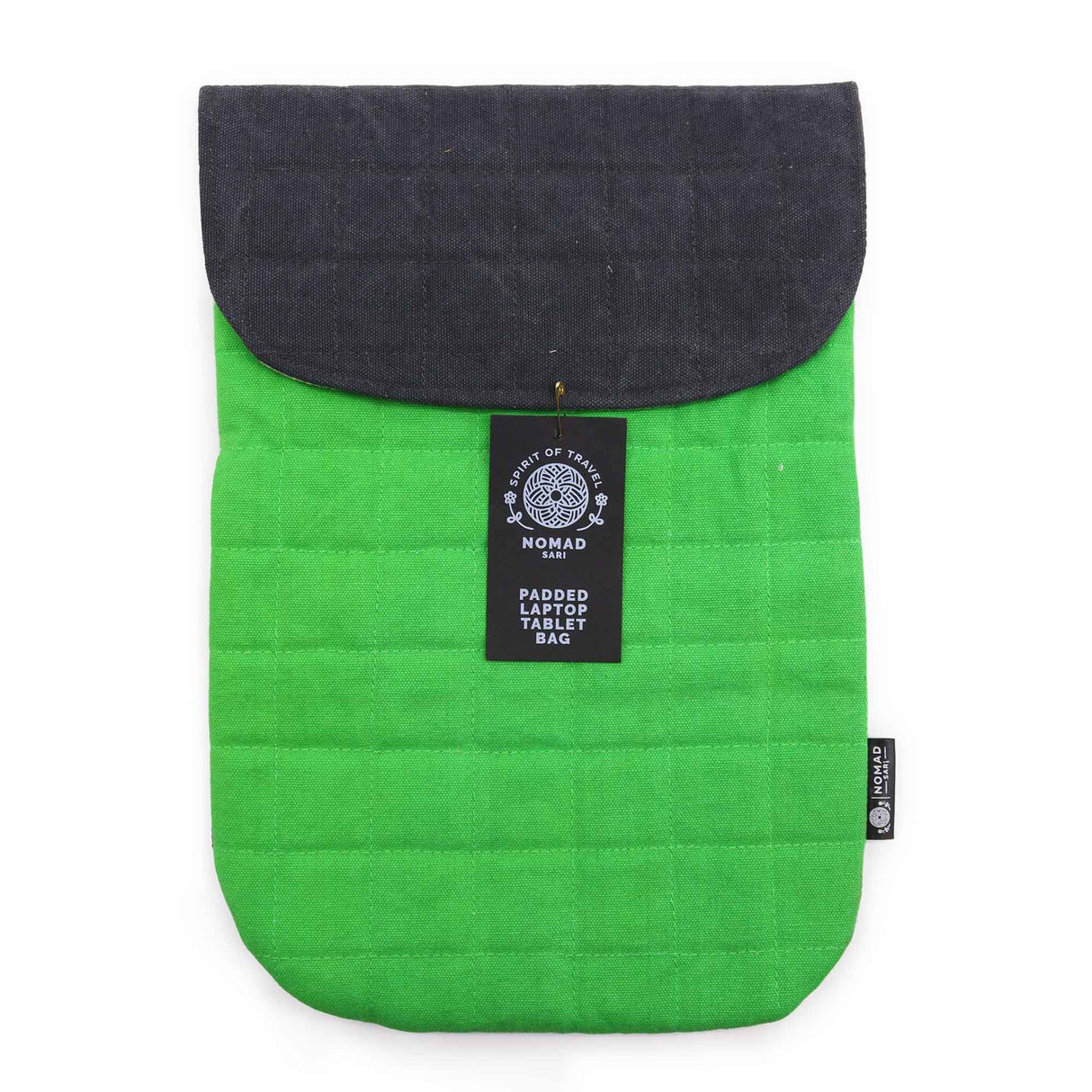 Padded Laptop Sleeve Frog Green Stonewashed Cotton
