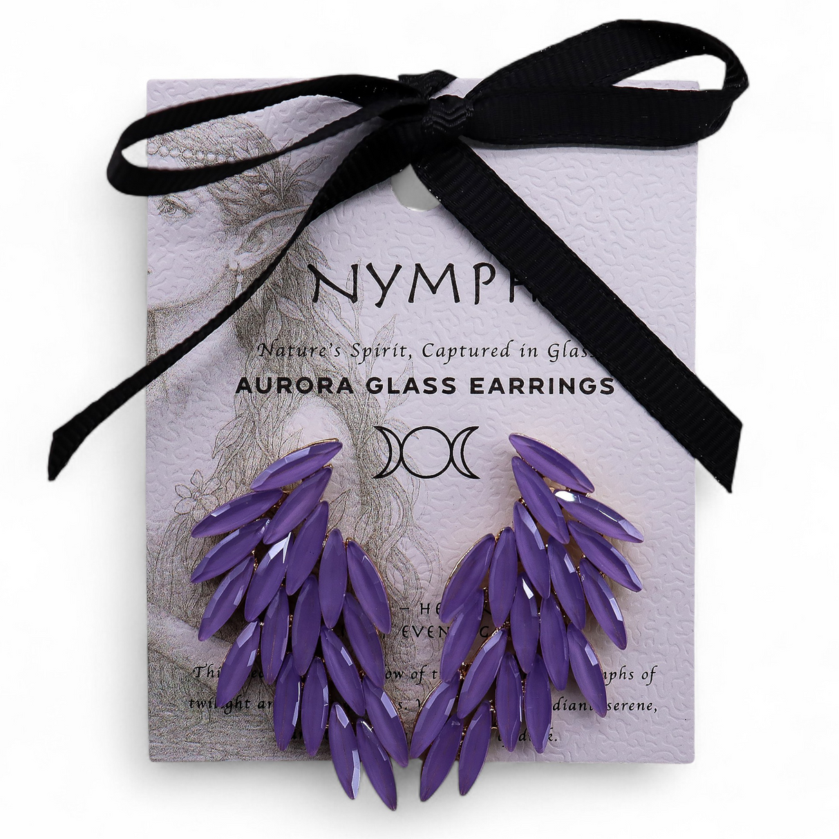 Vintage Lavender Glass Angel Wing Dangle Earrings