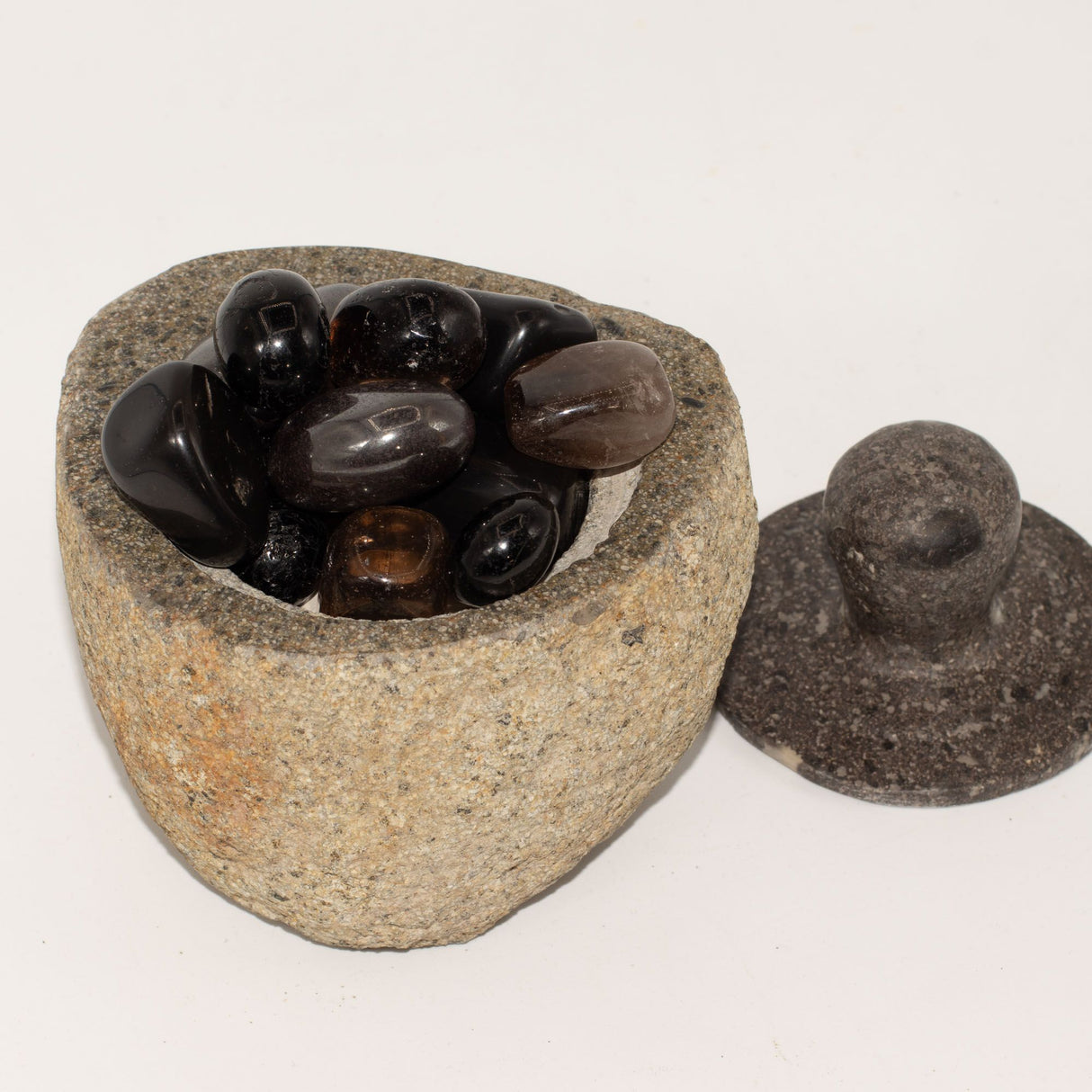 Pot de mise à la terre en pierre de rivière naturelle - Moyen (env. 12x8cm)
