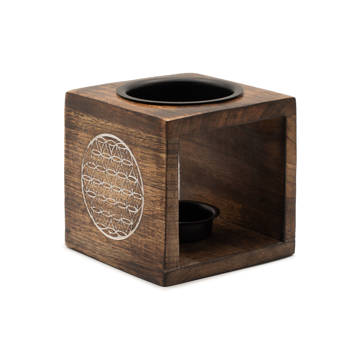 Square Mango Wood Oil Burner – Flower of Life