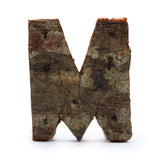 Letra M, monograma rústico de corteza, decoración, 7 cm