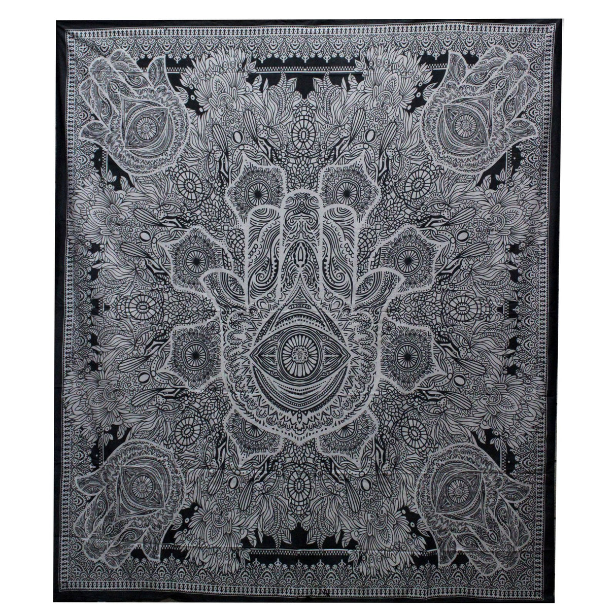 Coperta e Tappeto da Parete – Doppia Hamsa in Cotone
