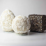 Lampe de table coquillage, globe rose 15cm